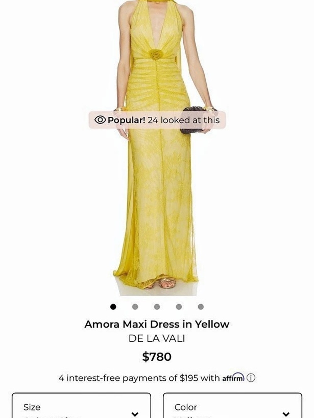 De La Vali Amora Maxi Dress Yellow
